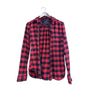 Red & Black Plaid Shirt Mens S Denim & Flower 100% Cotton